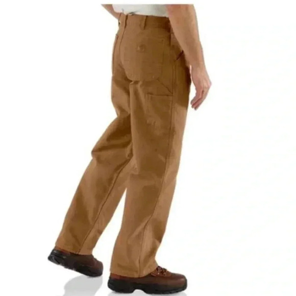 Carhartt Loose Fit Washed  Duck Flannel Lined Pants Size 36 - Picture 3 of 12